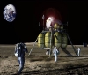 Image of human explorers on moon